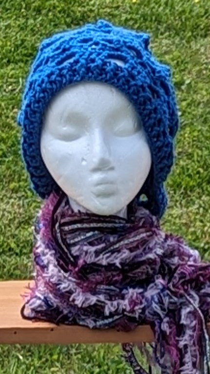 Blue Hand-crochet Skull Beanie