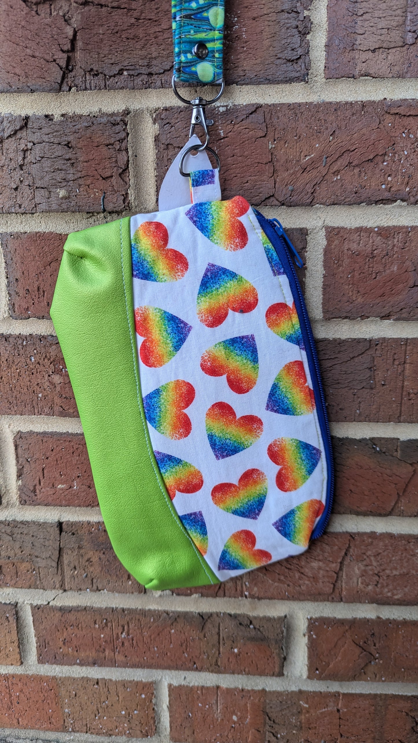 Rainbow Hearts in Green Clematis Wristlet