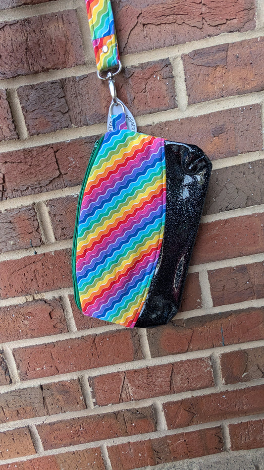 Rainbow Squiggles in Black Clematis Wristlet