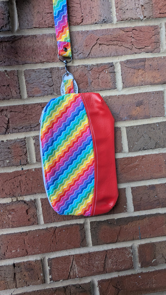 Rainbow Squiggles in Red Clematis Wristlet