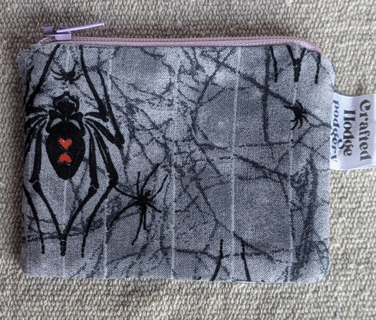 Black Widow Zippered Change Purse