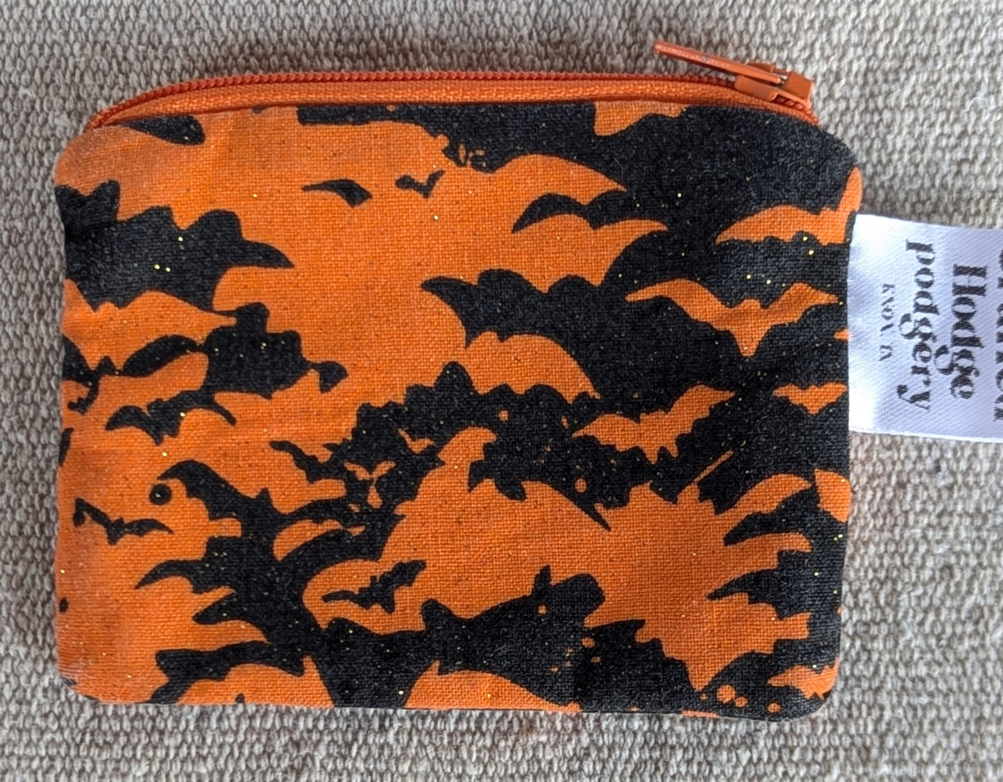 Orange Bats Zippered Change Purse