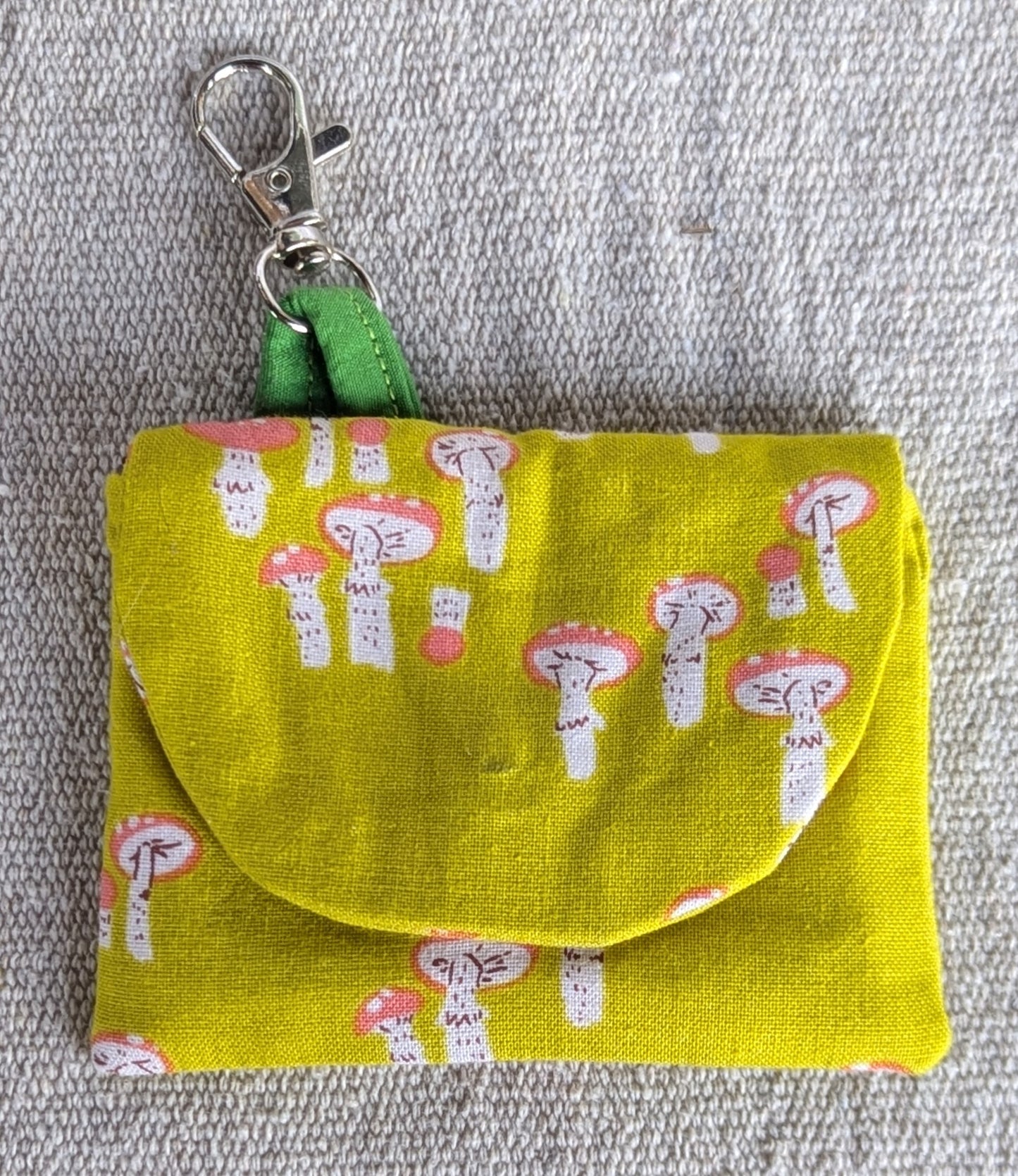 Mushrooms in Mustard Magnetic Change Purse